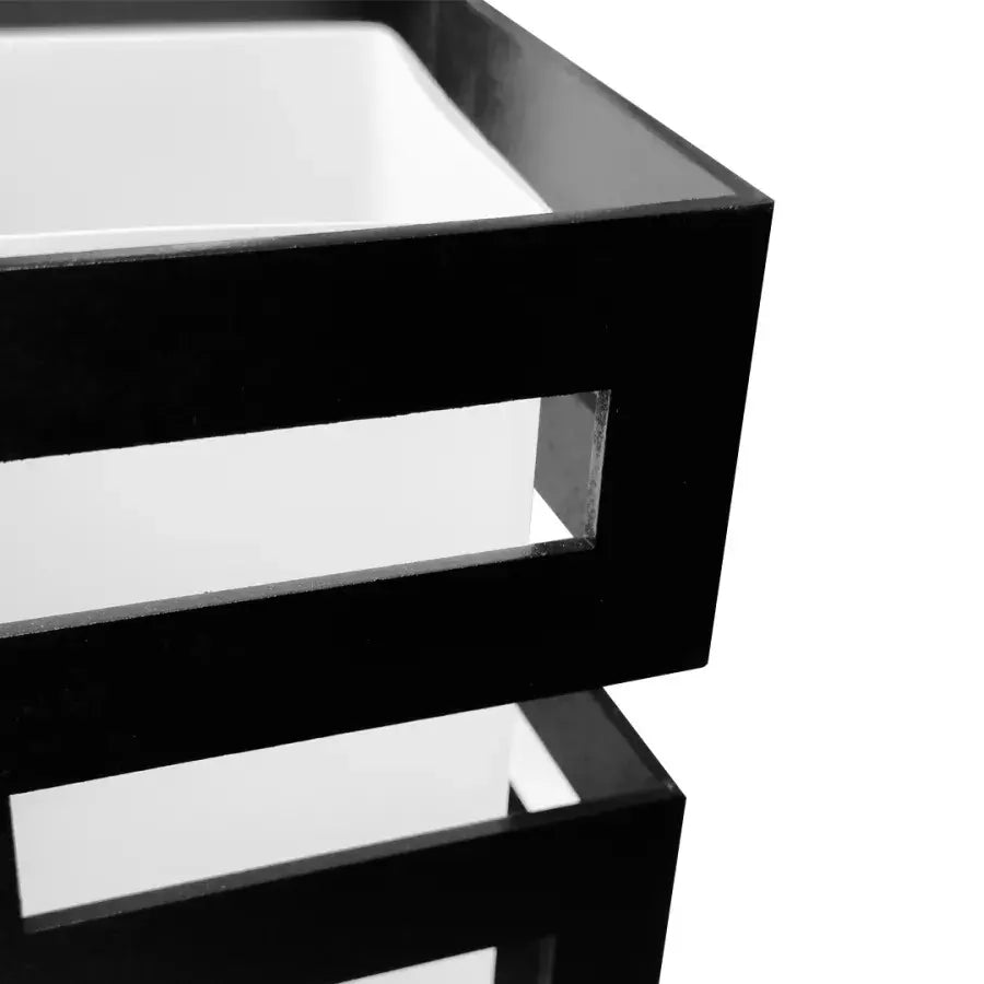 VANJA Ξύλινος πολυέλαιος, Τετράγωνο αμπαζούρ, 4 X Socket E27, Λευκό / Μαύρο