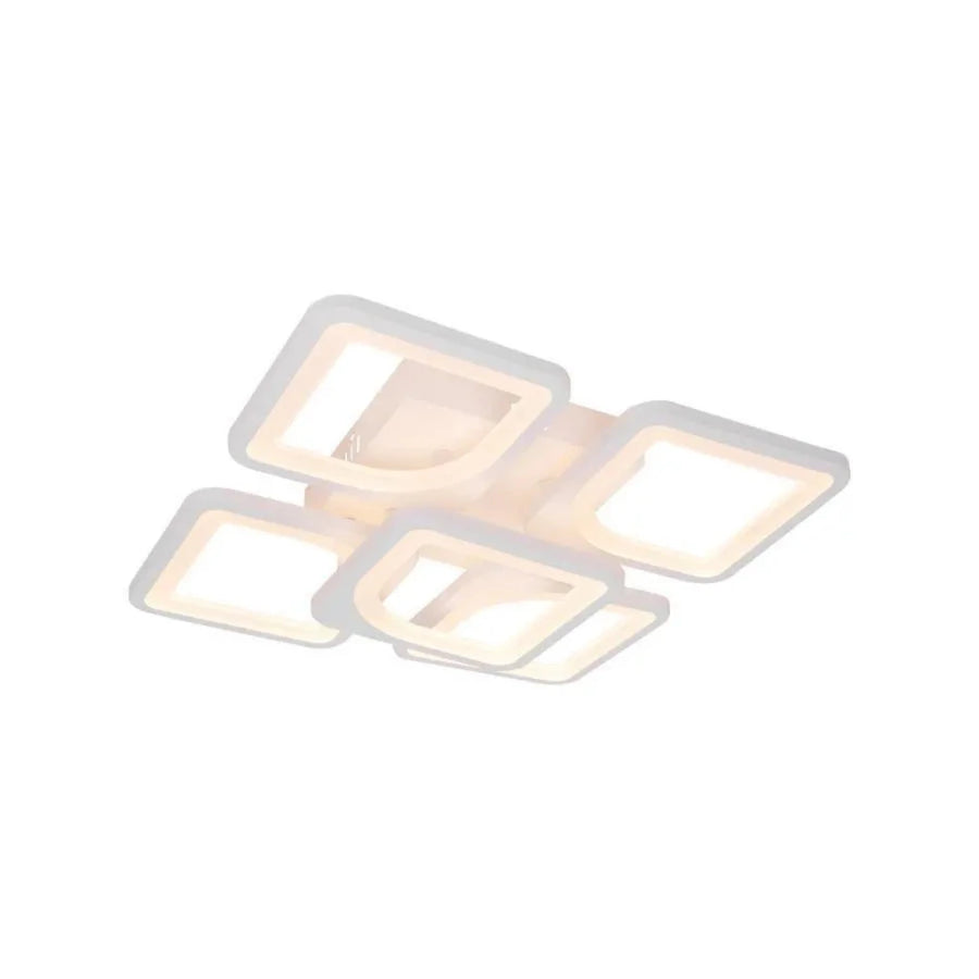 Πολυέλαιος LED με τηλεχειριστήριο ZOE 96W, 5 Τετράγωνα, Κρύο/Ζεστό/Ουδέτερο φως, Ρυθμιζόμενο, Λευκό