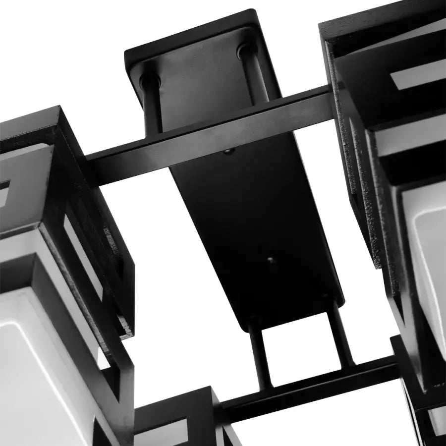VANJA Ξύλινος πολυέλαιος, Τετράγωνο αμπαζούρ, 4 X Socket E27, Λευκό / Μαύρο