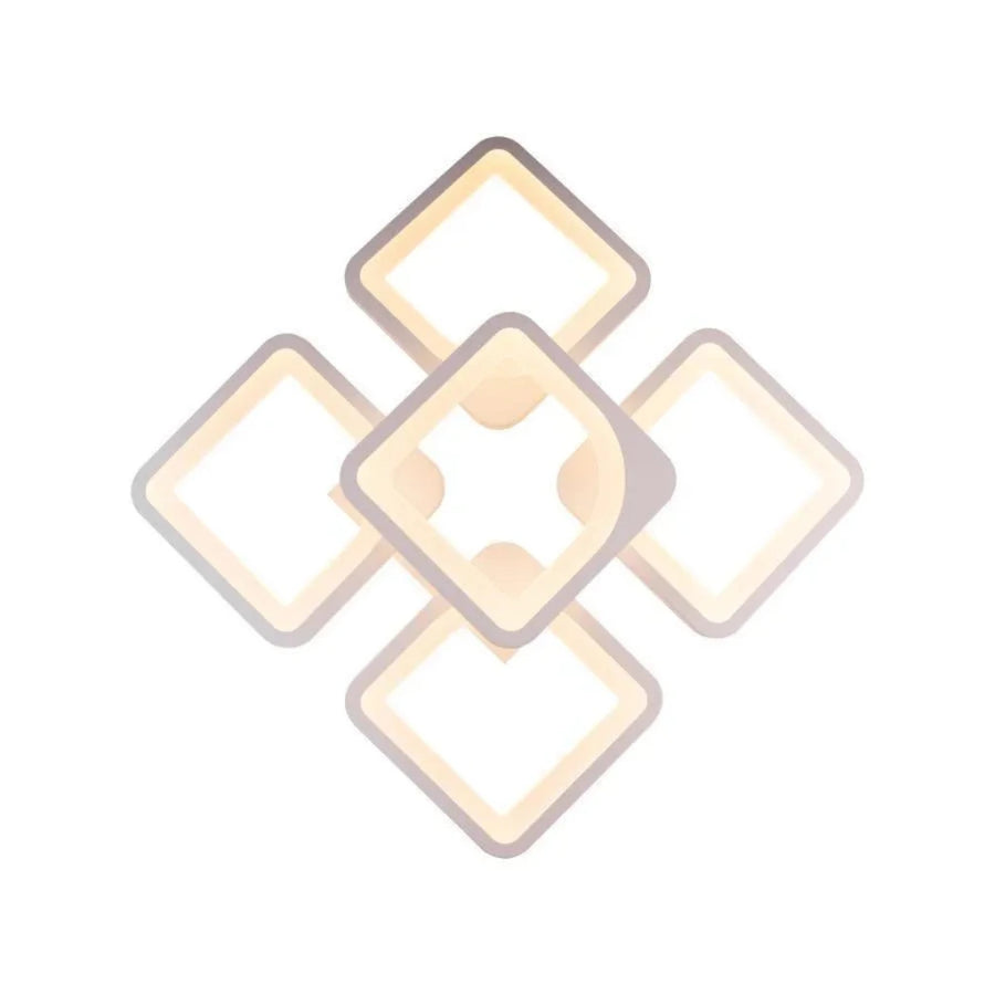 Πολυέλαιος LED με τηλεχειριστήριο ZOE 96W, 5 Τετράγωνα, Κρύο/Ζεστό/Ουδέτερο φως, Ρυθμιζόμενο, Λευκό