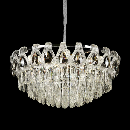 Crystal Chandelier CC5122/500CR 9x E14, Διάμετρος 49cm, Γυαλιστερό Chrome, Ρυθμιζόμενο ύψος