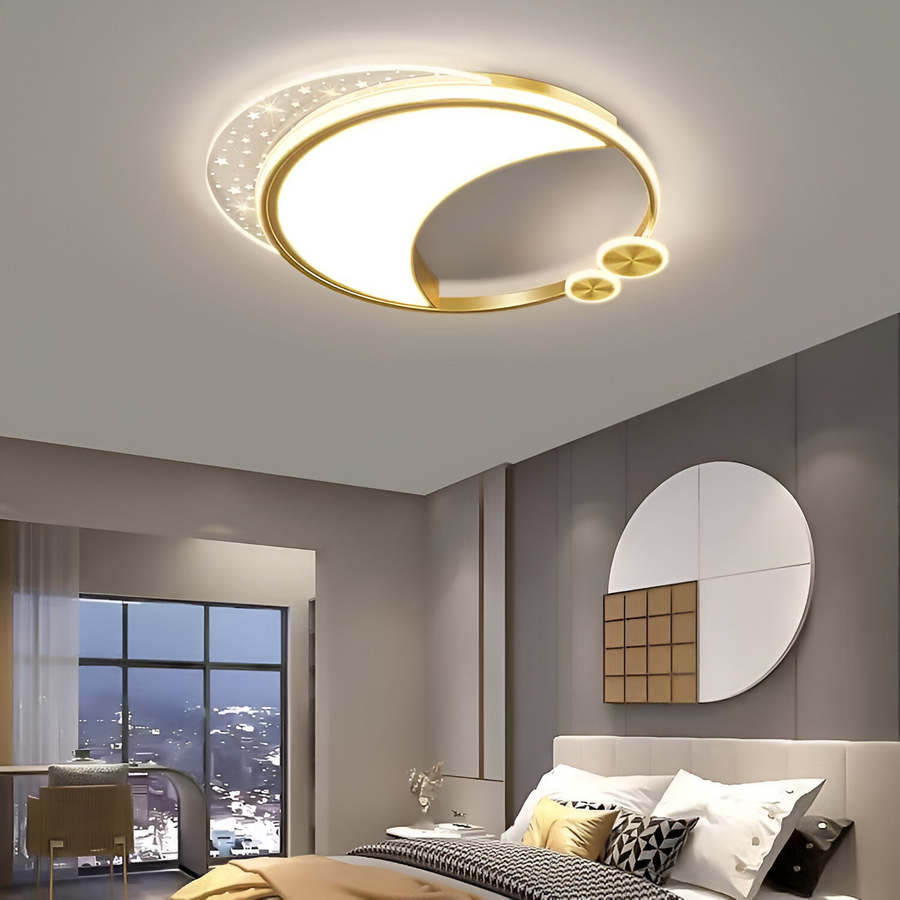 Marco LED Πολυέλαιος με Τηλεχειριστήριο, 51W, Dimmable, Χρυσό, Μέταλλο, Ακρυλικό και Γυαλί, 3000K/4000K/6000K