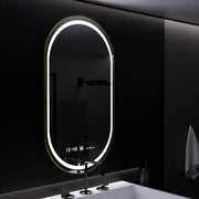 Οβάλ καθρέφτης LED, 50x80 cm, αισθητήρας Roven Marcello MotionGlow, Σύστημα αποθολώματος, Ρολόι & Θερμόμετρο, Dimable