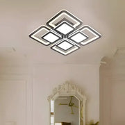 LED πολυέλαιος με τηλεχειριστήριο σουσάμι, 77W, 4 τετράγωνα, κρύο/ζεστό/ουδέτερο φως, ασταθές, μαύρο