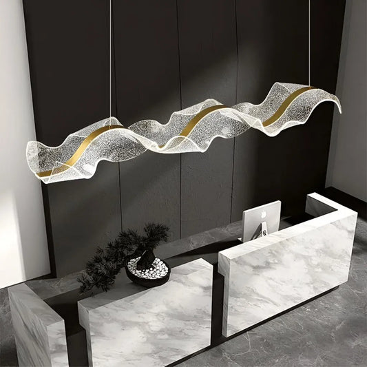 Κρεμαστός πολυέλαιος LED AMI 80W, Γραμμικό, Κρύο/Ζεστό/Ουδέτερο φως, Χρυσό, Ρυθμιζόμενο ύψος