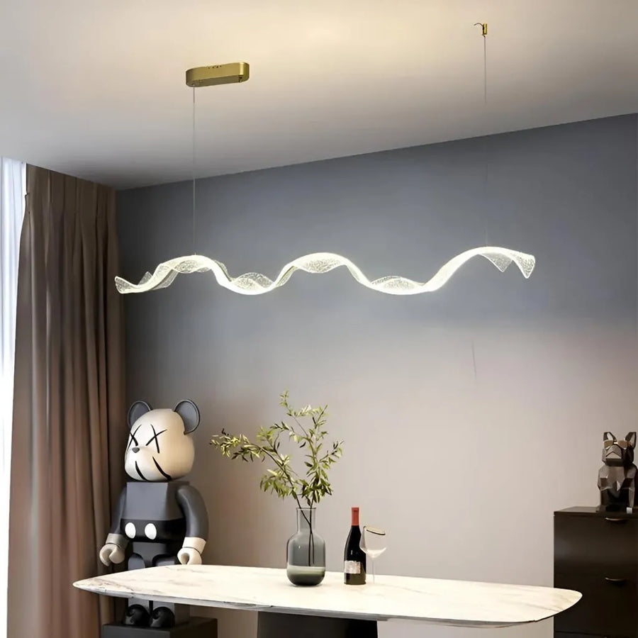 Κρεμαστός πολυέλαιος LED AMI 80W, Γραμμικό, Κρύο/Ζεστό/Ουδέτερο φως, Χρυσό, Ρυθμιζόμενο ύψος