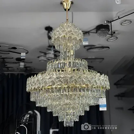 Junnut 21*E27 πολυέλαιος, κρύσταλλος και μέταλλο, χρυσό