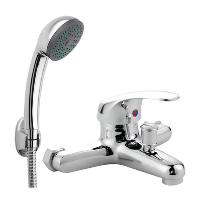 Μπάνιο μπαταρίας, ντους και εύκαμπτο σωλήνα, κράμα, κεραμική κασέτα, Chrome, CD001