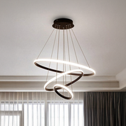 LED πολυέλαιος με καθαρό τηλεχειριστήριο, 45W, 3 κύκλοι, κρύο/ζεστό/ουδέτερο φως, ασταθές, μαύρο