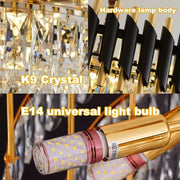 Crystal πολυέλαιο Versailles Eleganza 7x E14, διάμετρος 49cm, γυαλιστερό και μαύρο χρυσό, ρυθμιζόμενο ύψος