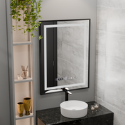 Mirror LED ορθογώνιο 60x80cm Verite Majeste Noir Motion Glow Marcello Ρολόι και θερμόμετρο Dimable
