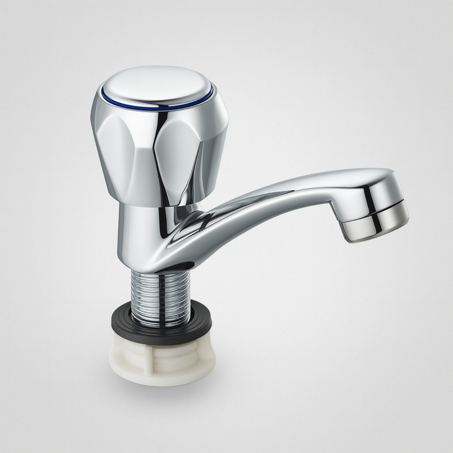 Βρύση μπάνιου με τοποθέτηση νεροχύτη, κρύο νερό, μονή λαβή, γυαλιστερό χρώμιο