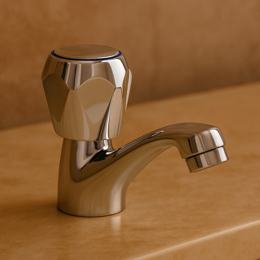 Βρύση μπάνιου με τοποθέτηση νεροχύτη, κρύο νερό, μονή λαβή, γυαλιστερό χρώμιο