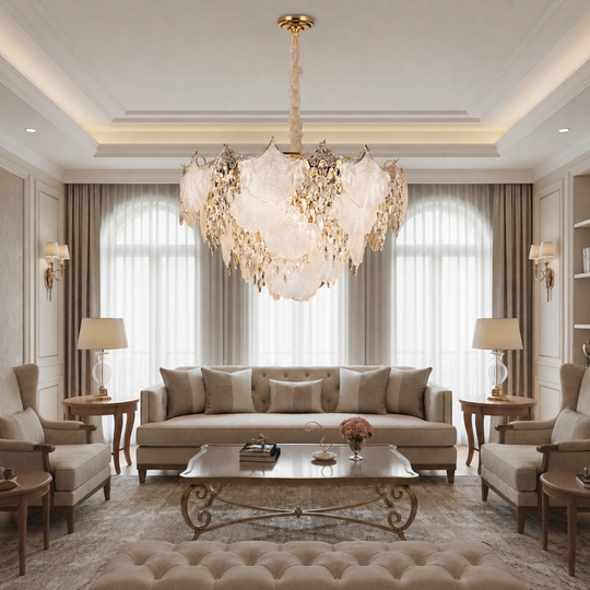 Crystal Chandelier LUXE Regalis, 21xE14, Διάμετρος 80cm, Ύψος 45cm, Γυαλιστερό χρυσό, Ρυθμιζόμενο ύψος, Κομψή σχεδίαση Crystal Chandeliers Προεπιλεγμένος τίτλος Alessandro Design