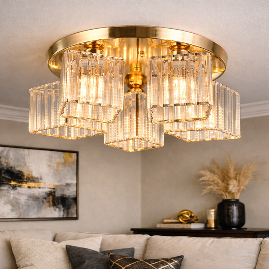 Modern Classic Chandelier Sasha, LC117/5GD, 5x E27, Metal and Crystal, Gold, Lampshade Classic Chandeliers Προεπιλεγμένος τίτλος Alessandro Design