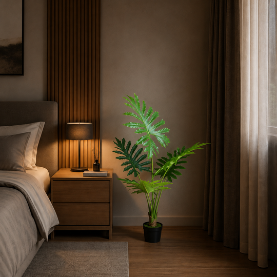 Τεχνητό φυτό τύπου Philodendron, 6 φύλλα, 120 cm, Πράσινο