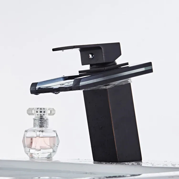 Washbasin της μπαταρίας, κράμα και γυαλί, μαύρο, OD3007