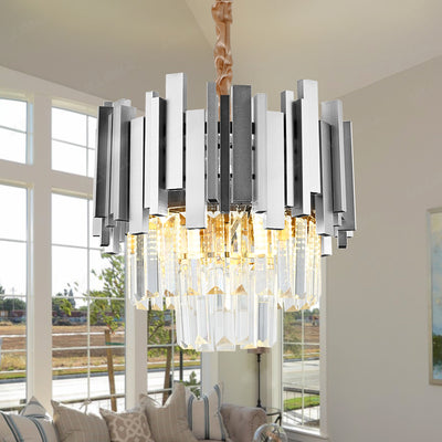 Crystal πολυέλαιος Blois Noble 5xE14, διάμετρος 40cm, ασήμι, ρυθμιζόμενο ύψος