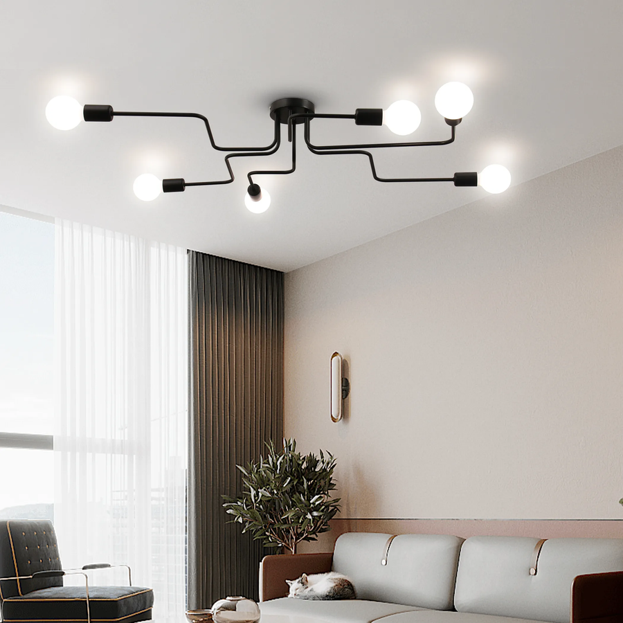 Μοντερνιστής πολυέλαιος Hexa 6, 6x E27, μαύρο, μοντέρνο σχέδιο