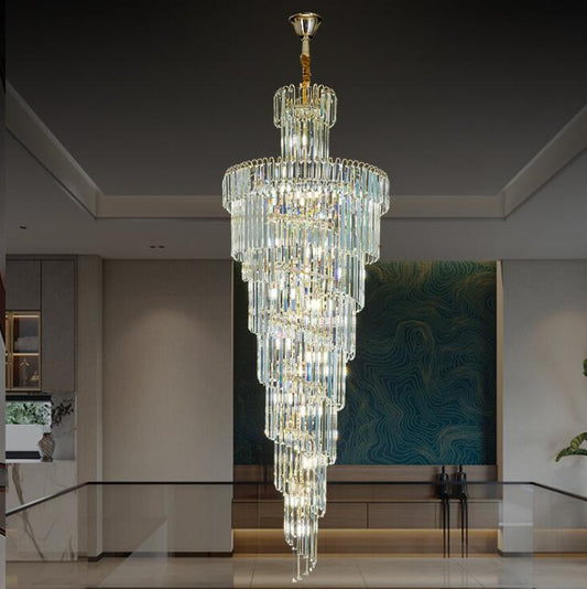 Crystal Chandelier CC8043/600H1800GD, Διάμετρος 60cm, Ύψος 1800cm, Γυαλιστερό Χρυσό, Ρυθμιζόμενο Ύψος, Κομψή σχεδίαση