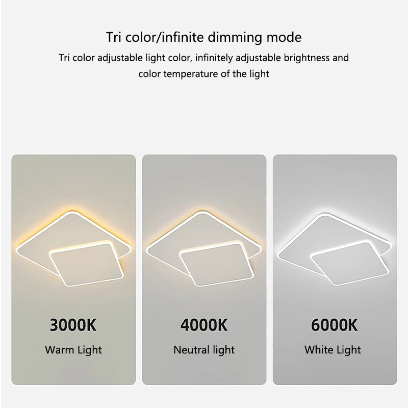 Πολυέλαιος LED με τηλεχειριστήριο FUTURA LUMINA 98W, 2 Τετράγωνα, Κρύο/Ζεστό/Ουδέτερο φως, Ρυθμιζόμενο, Λευκό