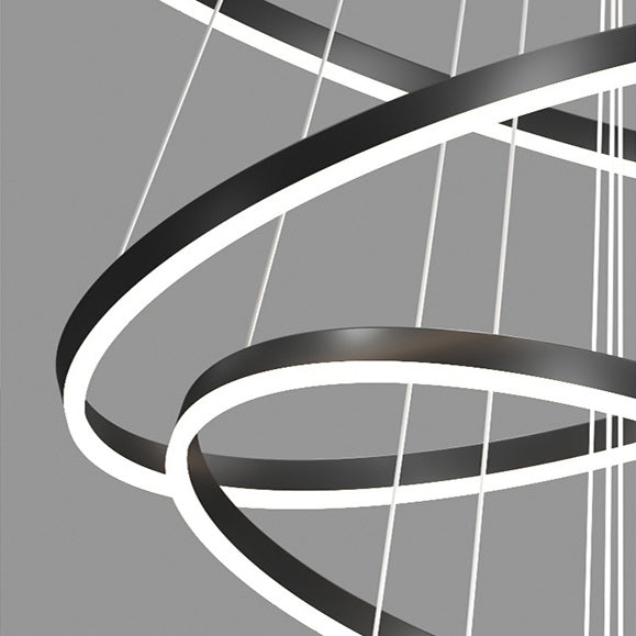 Κρεμαστός πολυέλαιος LED με τηλεχειριστήριο CASIANA 41W, 2 κύκλοι, Κρύο/Ζεστό/Ουδέτερο φως, Ρυθμιζόμενο, Μαύρο, Ρυθμιζόμενο ύψος