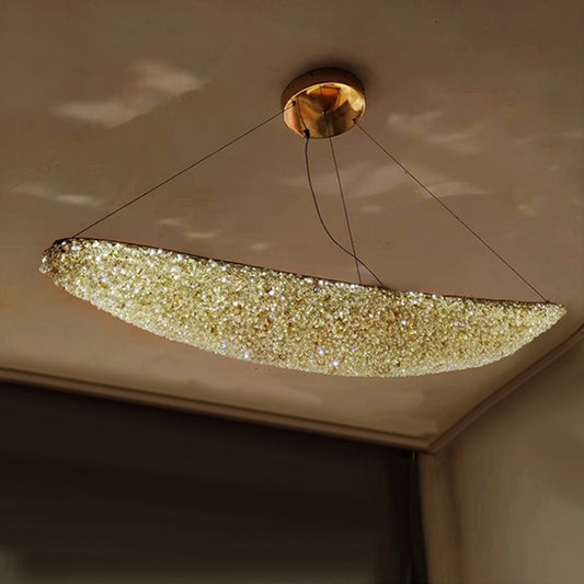 Μοντέρνος πολυέλαιος με κρύσταλλο, RITMICA Largo, 31W, Μήκος 80 cm, Χρυσός, Ρυθμιζόμενο ύψος