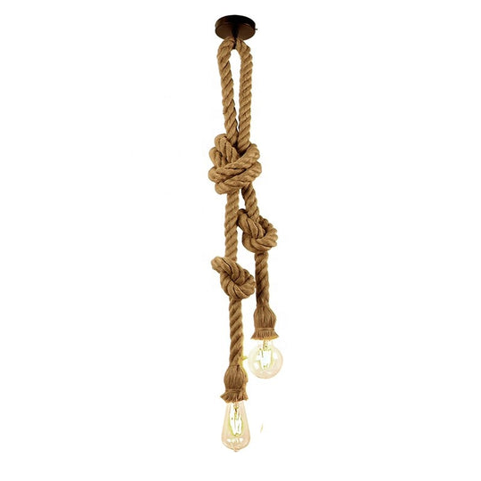 Vintage Chandelier LV102, 2xE27, Rustic, String and Metal, 150cm, Black Support Vintage Chandeliers Προεπιλεγμένος τίτλος Alessandro Design
