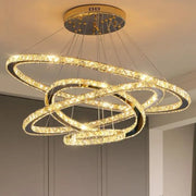 Lulus LED Prism Luminis, Crystal and Metal, 4 κύκλοι, Dimable, ρυθμιζόμενο ύψος, κρύο/ζεστό/ουδέτερο φως, πολυτελές φωτισμό