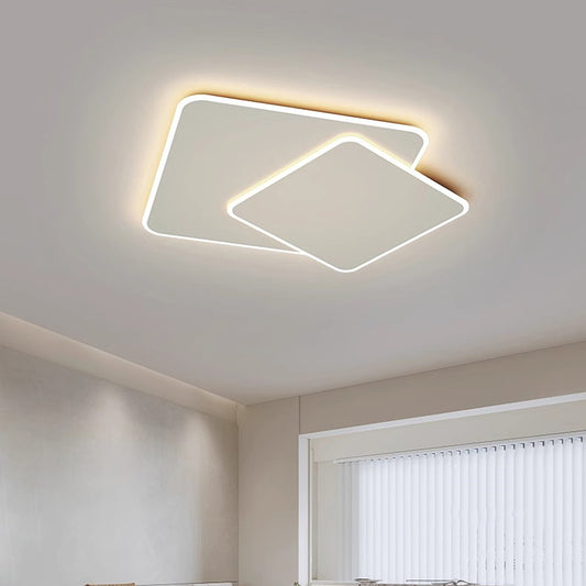 Πολυέλαιος LED με τηλεχειριστήριο FUTURA LUMINA 98W, 2 Τετράγωνα, Κρύο/Ζεστό/Ουδέτερο φως, Ρυθμιζόμενο, Λευκό