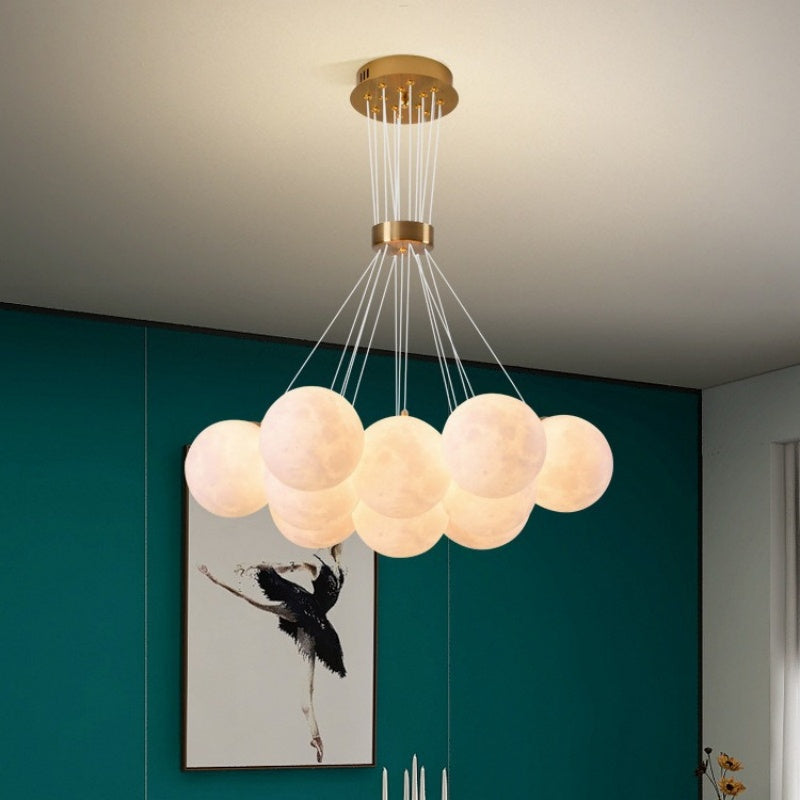 MODERN Πολυέλαιος, Τύπος Εκκρεμές, LOFT Bagliore, Globe, 9xE27, Ρυθμιζόμενο ύψος, Χρυσό