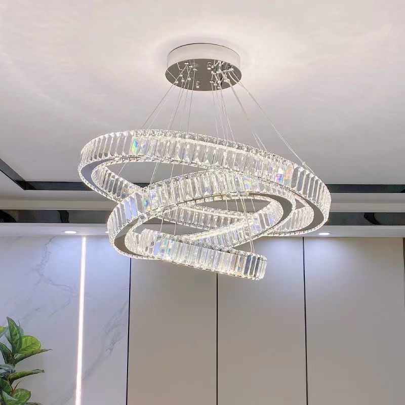 Lulus LED Prism Luminis, Crystal and Metal, 4 κύκλοι, Dimable, ρυθμιζόμενο ύψος, κρύο/ζεστό/ουδέτερο φως, πολυτελές φωτισμό