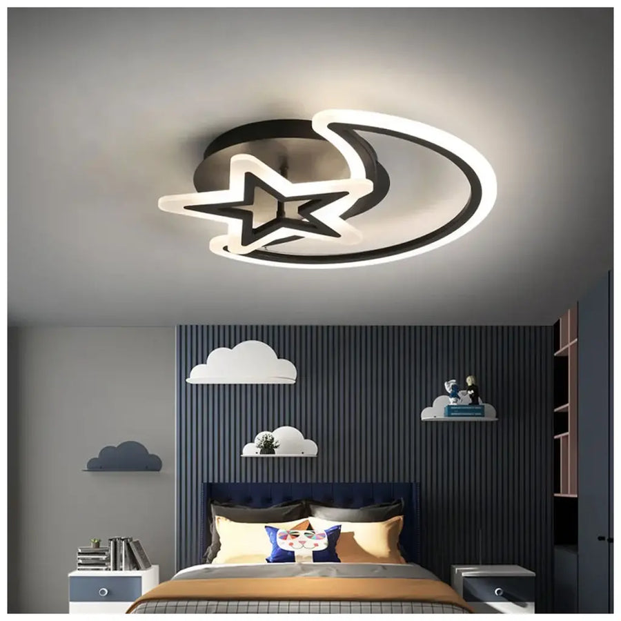 Πολυέλαιος LED με τηλεχειριστήριο MOON AND STAR 45W, 2 Στοιχείων, Κρύο/Ζεστό/Ουδέτερο φως, Ρυθμιζόμενο, Μαύρο