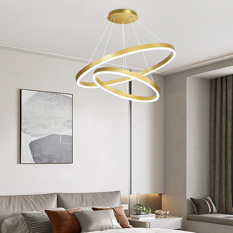 Κρεμαστός πολυέλαιος LED με τηλεχειριστήριο CHRISTINE, 42W, 2 κύκλοι, κρύο/θερμό/ουδέτερο φως, ρυθμιζόμενο, γυαλιστερό χρυσό, ρυθμιζόμενο ύψος