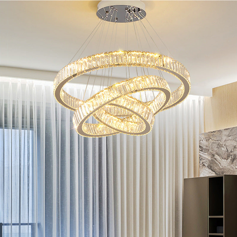 Lulus LED Prism Luminis, Crystal and Metal, 4 κύκλοι, Dimable, ρυθμιζόμενο ύψος, κρύο/ζεστό/ουδέτερο φως, πολυτελές φωτισμό