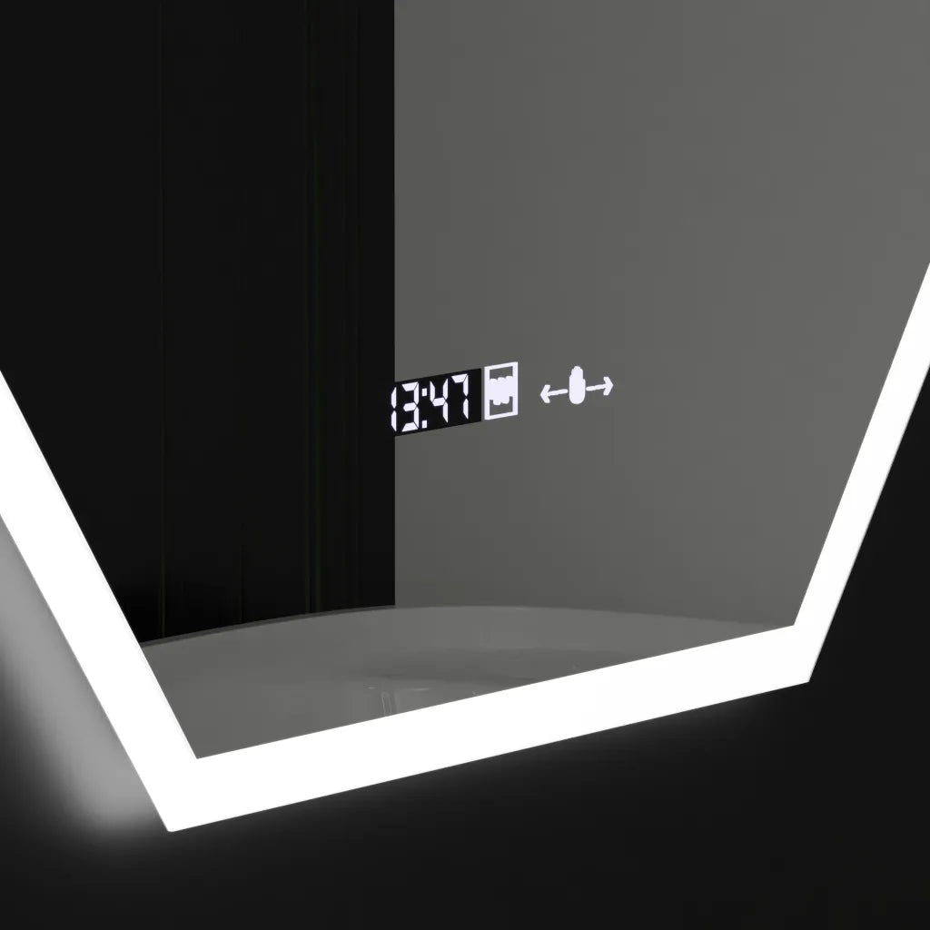 Mirror LED Polygon 60x80cm Hexaluce Sensor Motionglow Marcello Dimable Clock Discosting System