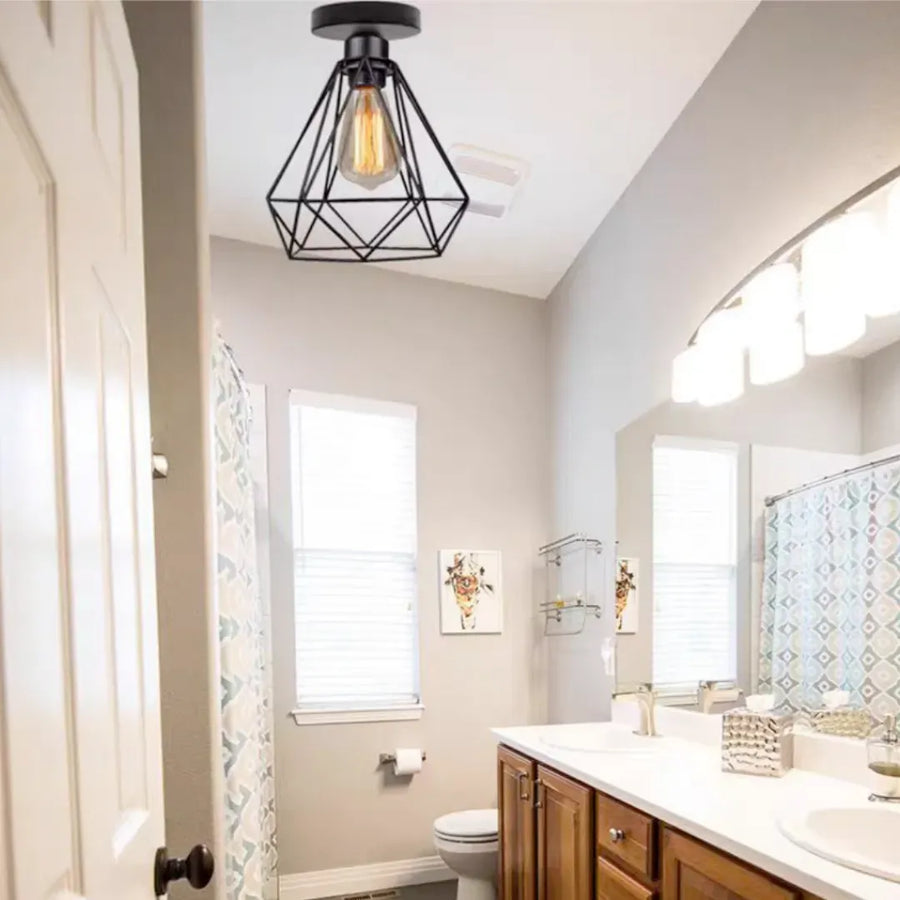 Πολυέλαιος με Αμπαζούρ, GRACIE, Diamond, 1XE27, Μαύρο