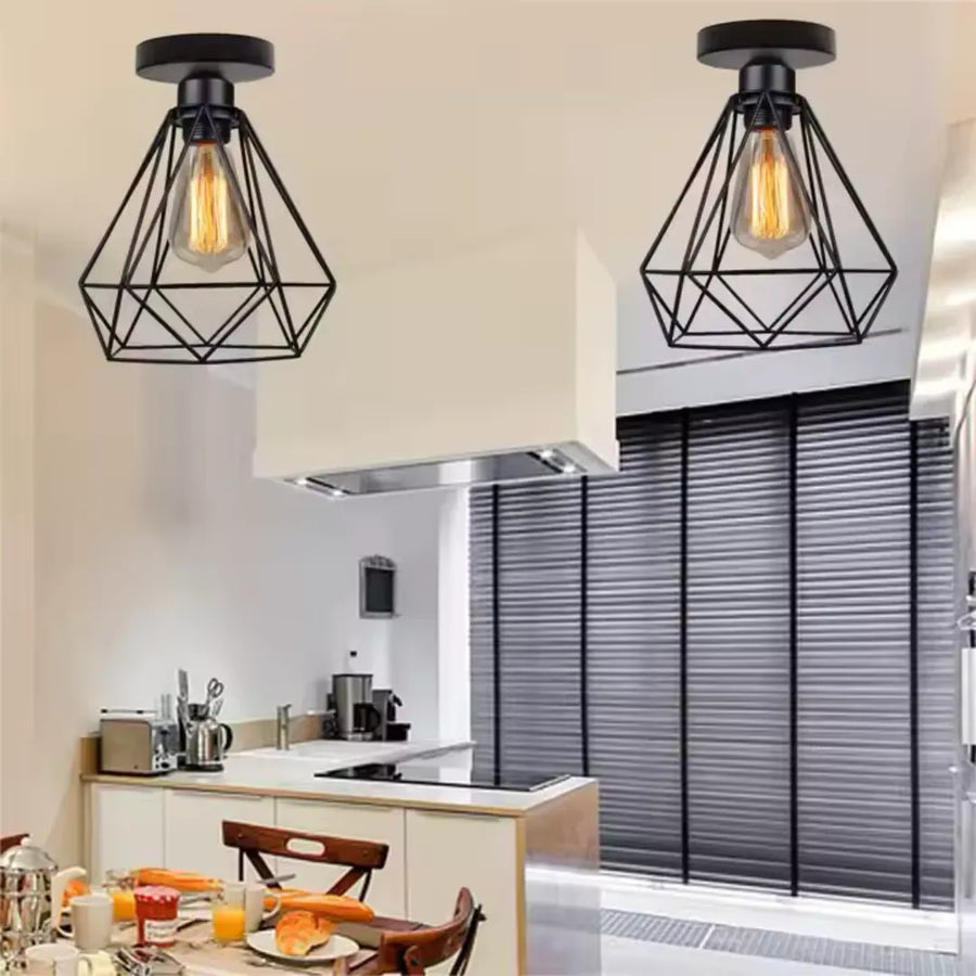 Πολυέλαιος με Αμπαζούρ, GRACIE, Diamond, 1XE27, Μαύρο