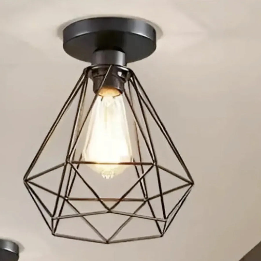 Πολυέλαιος με Αμπαζούρ, GRACIE, Diamond, 1XE27, Μαύρο