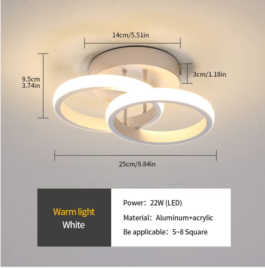 Πολυέλαιος LED VERTEX CIRCULA 22W, 2 Κύκλοι, Μεταλλικοί Σκελετοί, Κρύο/Ζεστό/Ουδέτερο φως, Λευκό