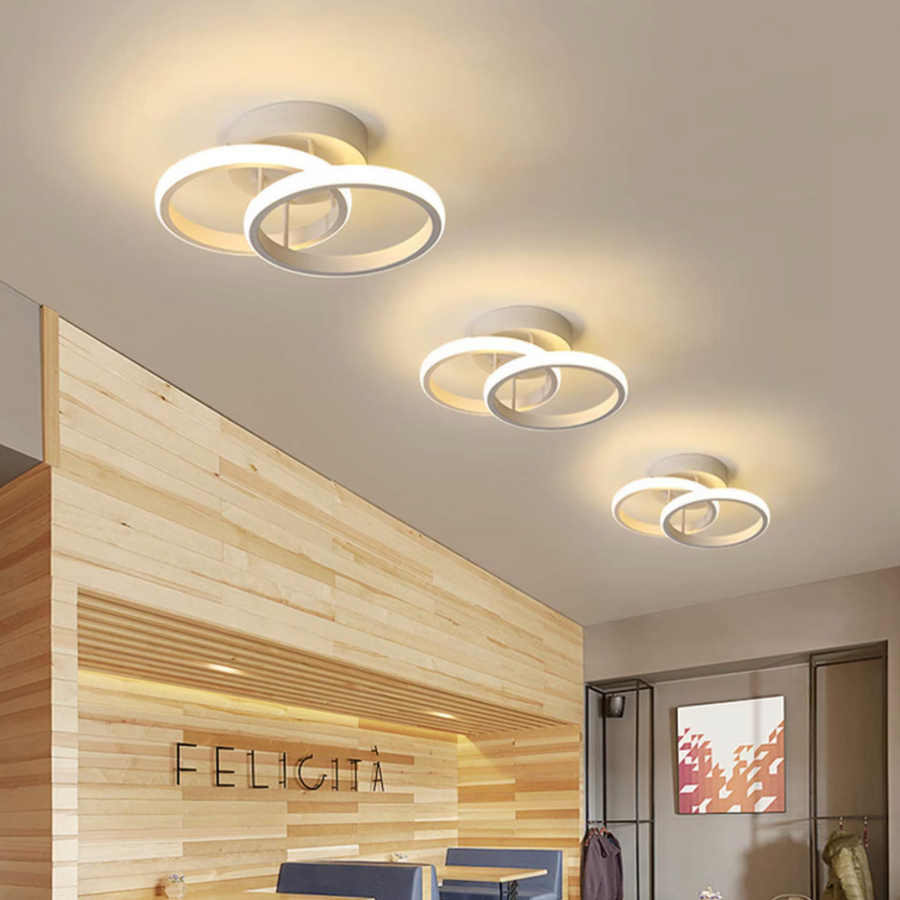 Πολυέλαιος LED VERTEX CIRCULA 22W, 2 Κύκλοι, Μεταλλικοί Σκελετοί, Κρύο/Ζεστό/Ουδέτερο φως, Λευκό