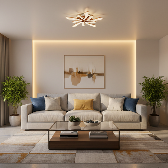 Πολυέλαιος CHARM Magno LED με τηλεχειριστήριο και κρύσταλλο, 68W, Ø59cm, 5 Πηγές, Κρύο/Ζεστό/Ουδέτερο φως, Ρυθμιζόμενο, Χρυσό