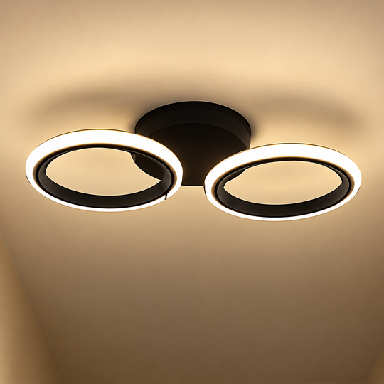 LARGE LED Πολυέλαιος 28W, 2 Κύκλοι, Κρύο/Ζεστό/Ουδέτερο φως, Μαύρο