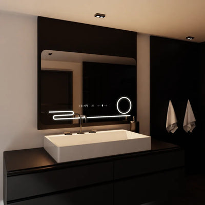 Mirror LED ορθογώνιο 120x80cm Harmonia Motionglow Marcello Αποστολικό Σύστημα Ρολόι & Θερμόμετρο