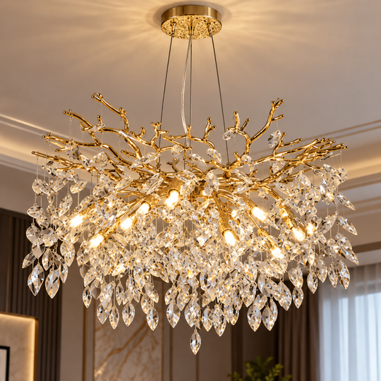Πολυέλαιος WALTZ Rhapsody Crystal, 6x G9, Χρυσός, 45cm, Ρυθμιζόμενο ύψος, Μέταλλο και Κρύσταλλο