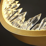 Κρεμαστός πολυέλαιος LED με τηλεχειριστήριο, Κρύσταλλοι K9, 27W, 1 κύκλος, Κρύο/Ζεστό/Ουδέτερο φως, Ρυθμιζόμενο, Χρυσό, Ρυθμιζόμενο ύψος