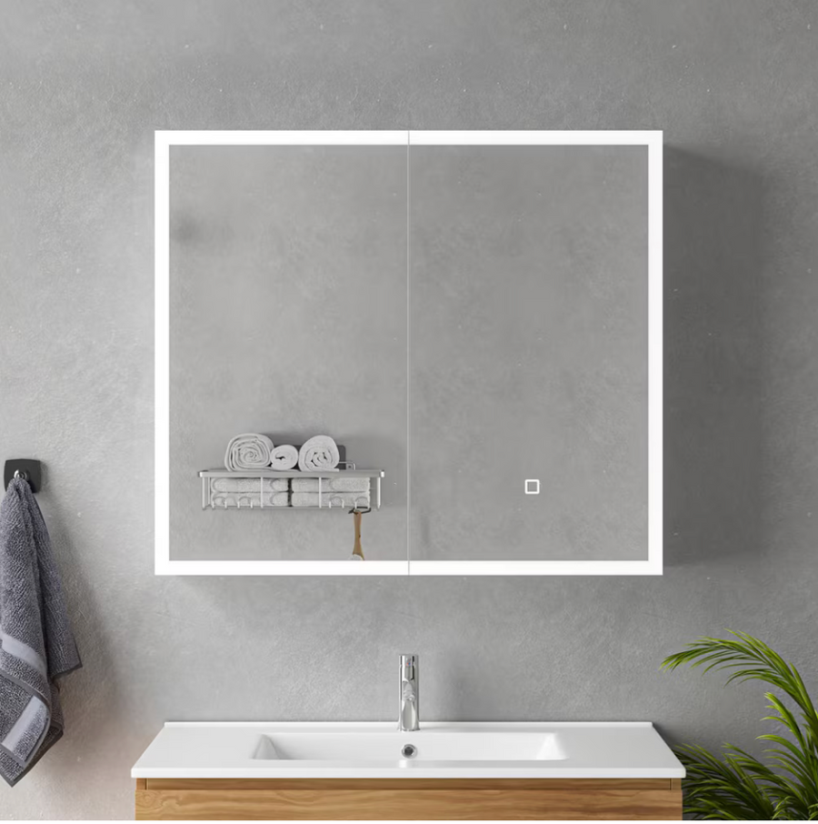 Ingrid Cabinet με LED Mirror DBP123 80x70 White
