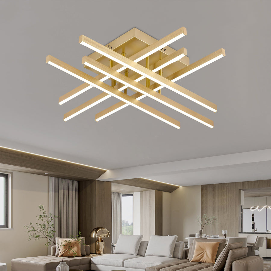 Πολυέλαιος LED με Τηλεχειριστήριο LINEX, 83W, Light 3000K/4000K/6000K, Dimmable, Gold