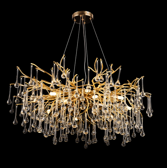 Crystal πολυέλαιος Waltz Rhapsody, 9x G9, χρυσός, 60cm, ρυθμιζόμενο ύψος