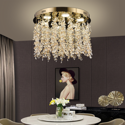 Crystal LED Chandelier LLC213/550GD Στρογγυλός, 30W, Κρύο/Ζεστό/Ουδέτερο φως, Κρύσταλλοι, Γυαλιστερό χρυσό